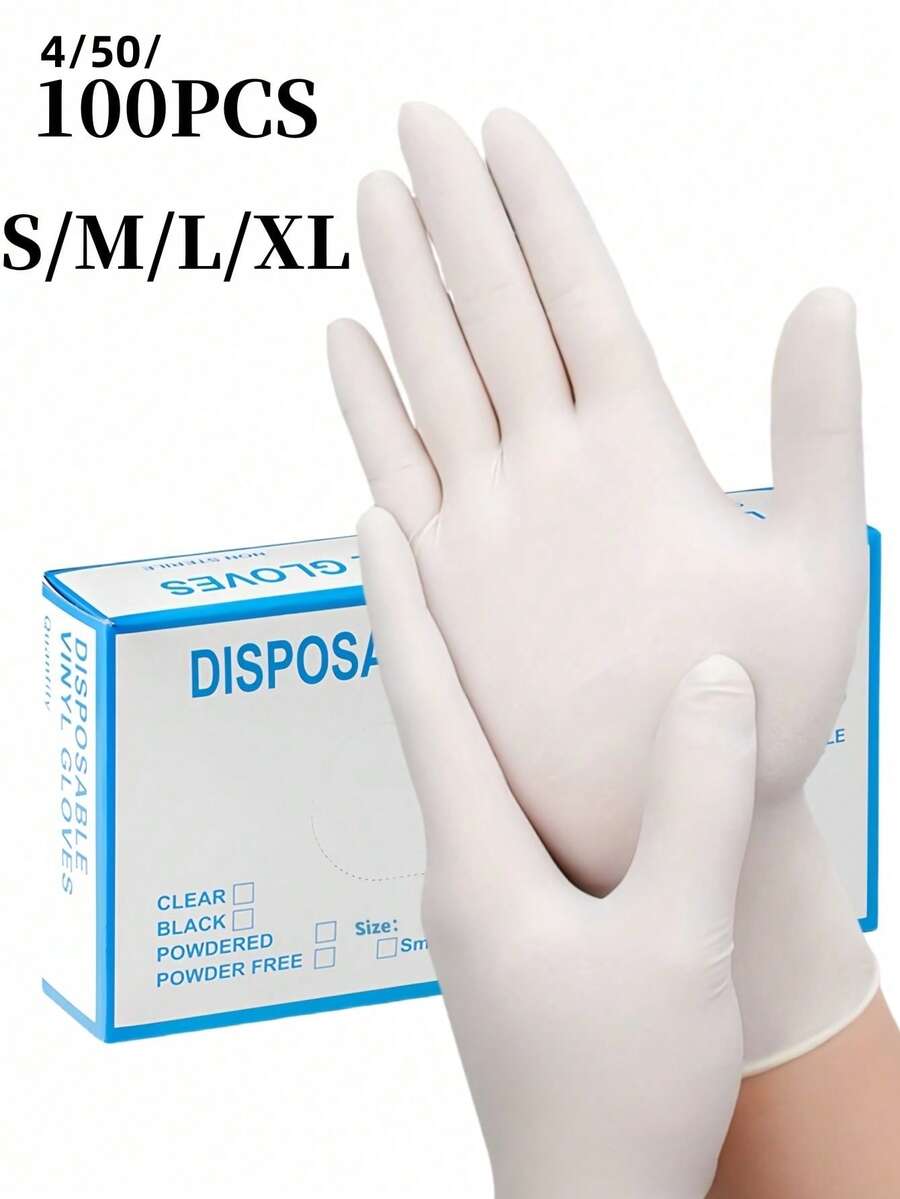 Kitchen Appliances In White - 100pcs White Disposable Nitrile Gloves, Latex-Free,