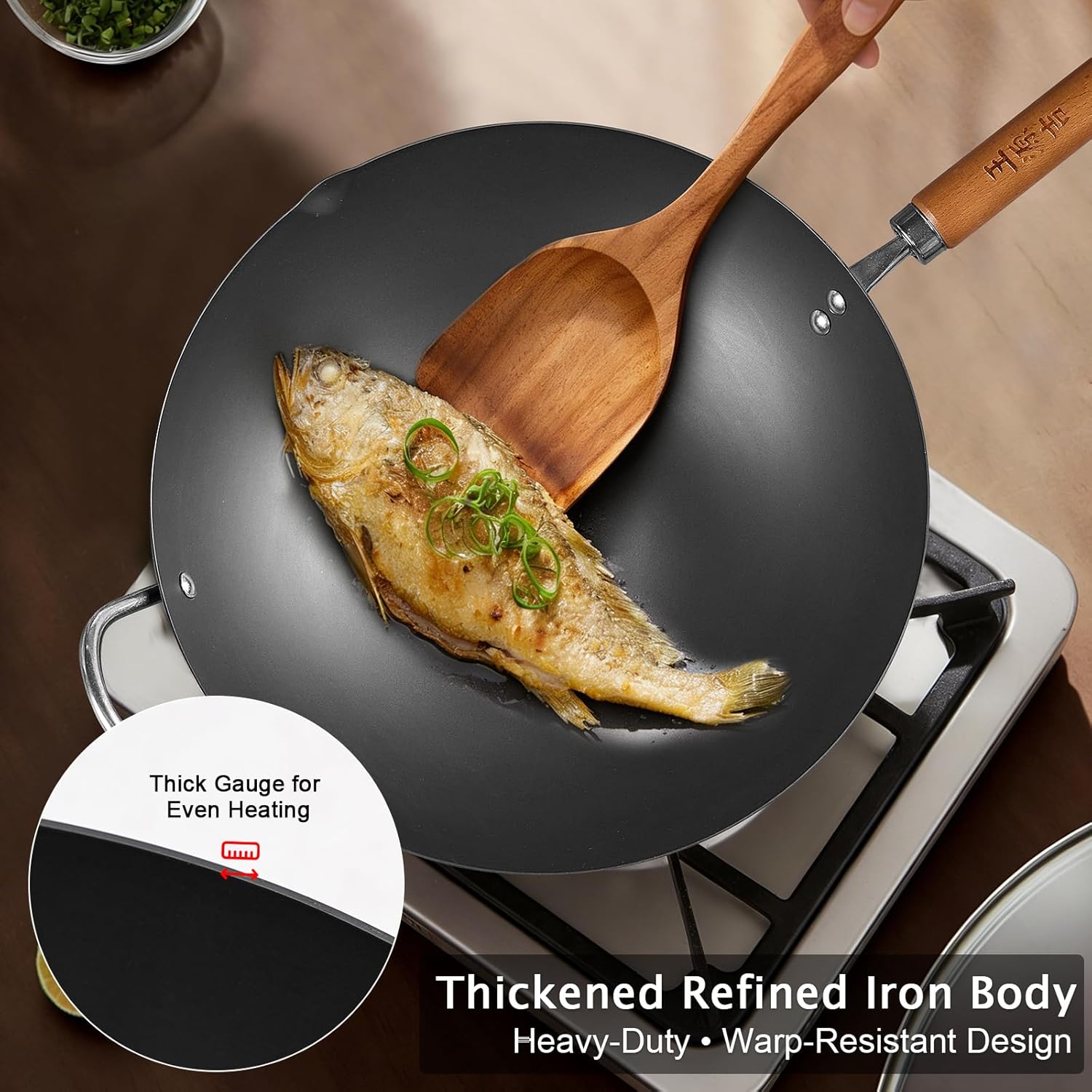 12.6 Inch Iron Wok, Uncoated F - Wok Electric Flat ulasan dan harga