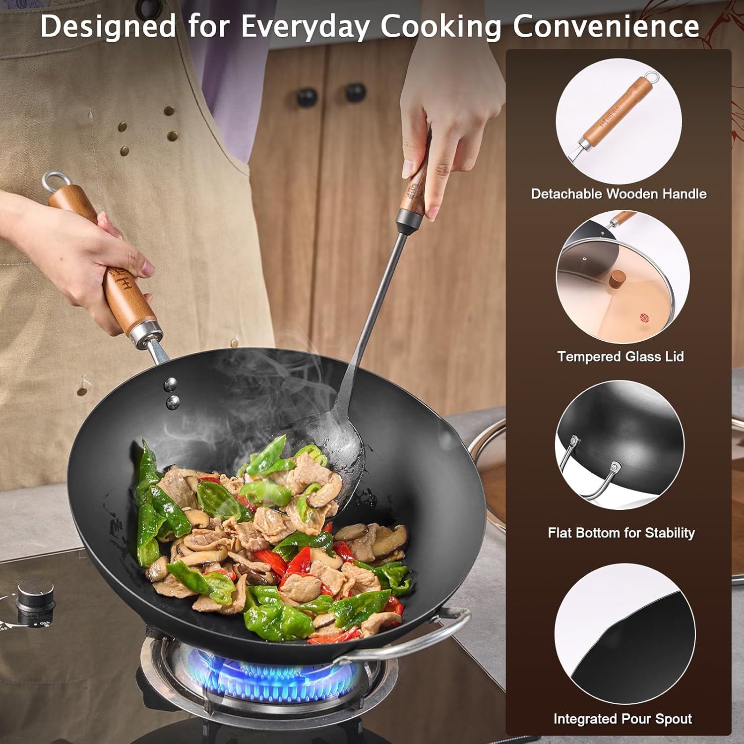 12.6 Inch Iron Wok, Uncoated F - Wok Electric Flat ulasan dan harga