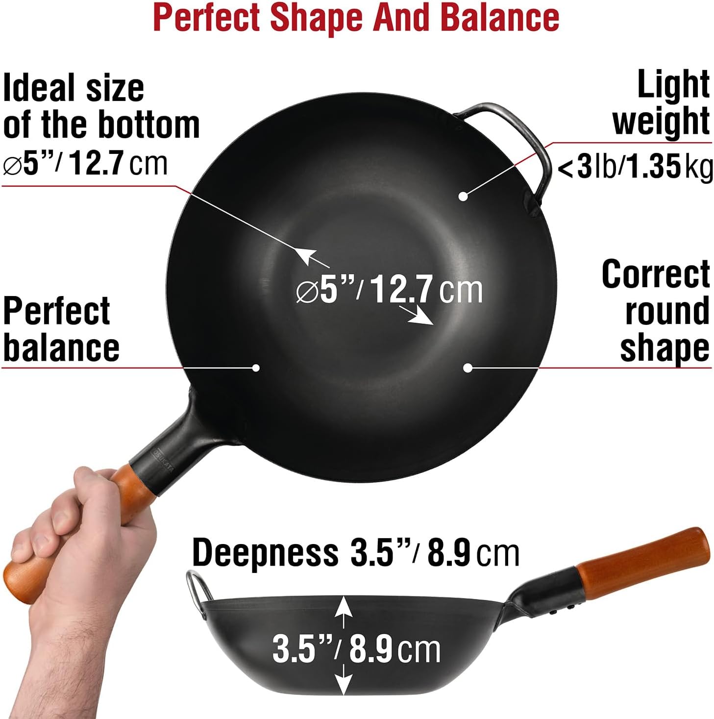 Carbon Steel Wok Pan 11.8